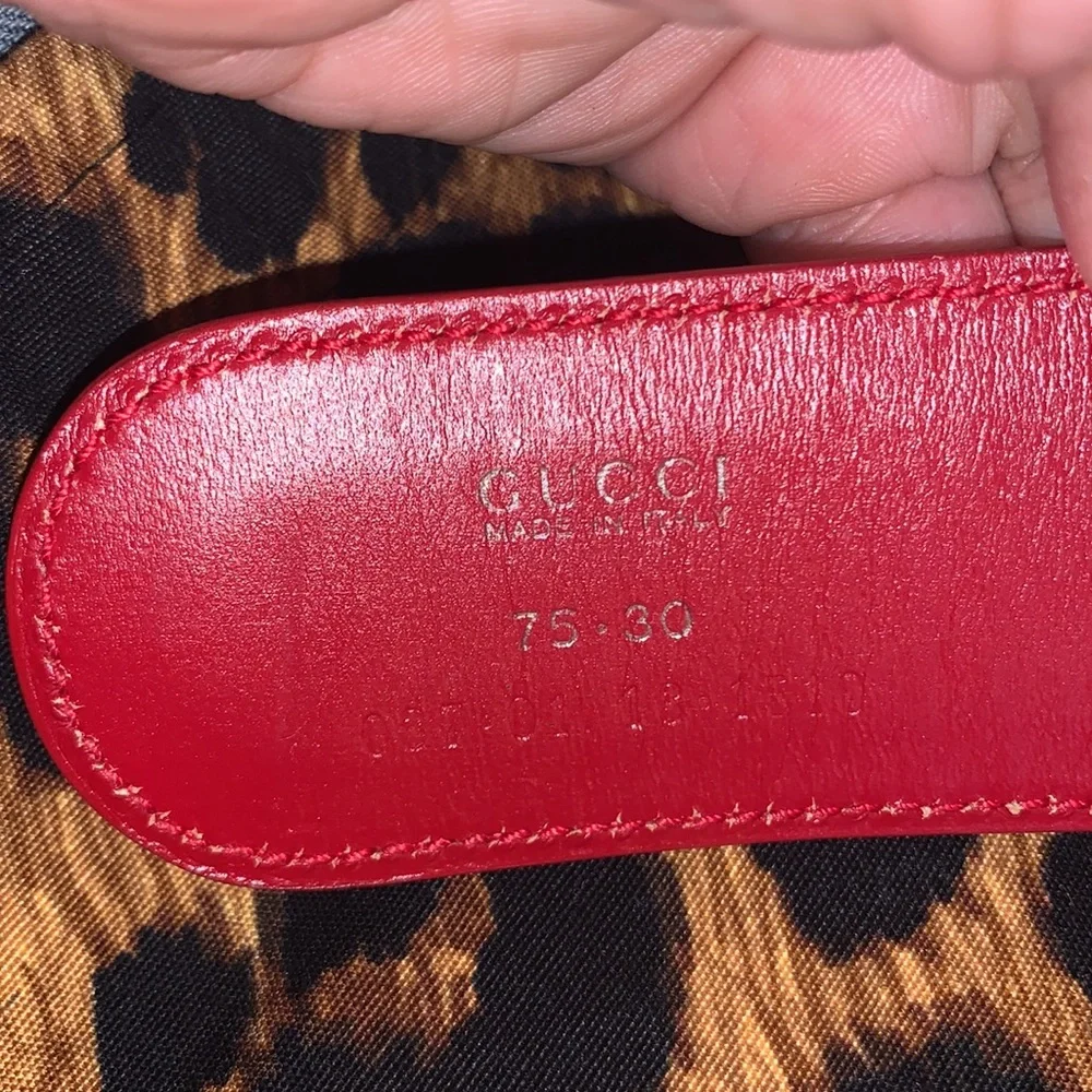 🔥 Stunning Iconic Gucci‎ Red Leather & Gold GG Belt Vintage Gucci 75/30